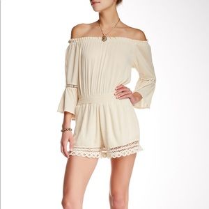 Crochet trim off the shoulder romper